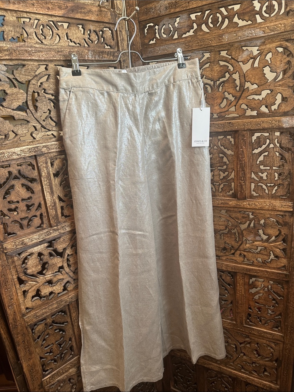 Jones New York Shimmery Beige linen flowy pants